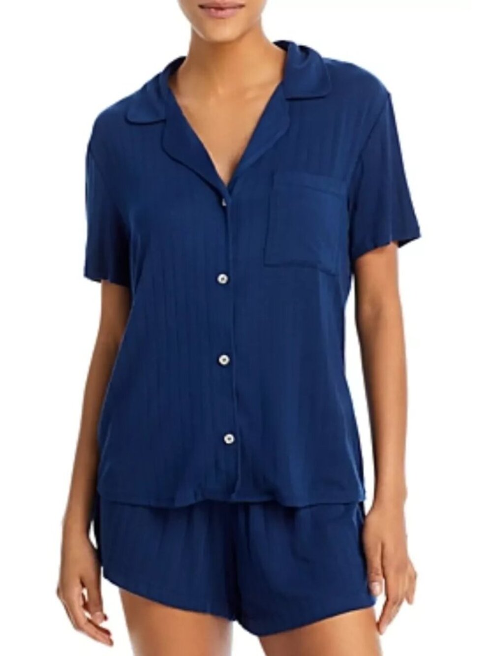Eberjey Women Gisele Ribbed Shorts Pajama Set Navy Size Medium
